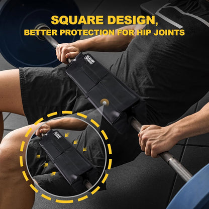 Square Hip Thrust Pad Barbell Squat Pad Protective Pad for Barbell Bench Press, Barbell Hip Thrusts, Weight Lifting, Squats, Lunges - Fit Standard and Olympic Bars